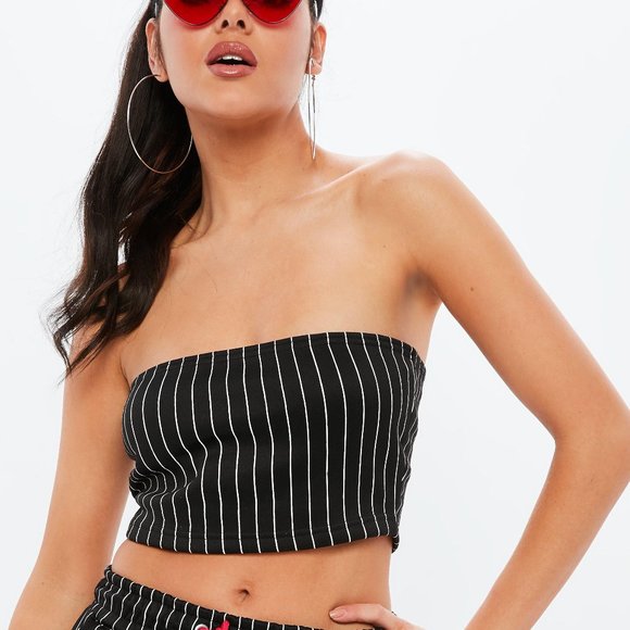 NWT Madison Beer x Missguided Stripe Bandeau - Picture 1 of 6
